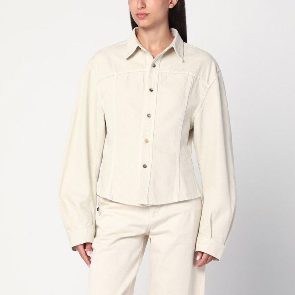 HAIKURE Women's Structured Long Sleeve Shirt Jacket Women Beige Shirts